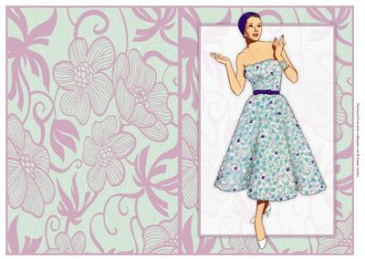 Vintage Fashion Lady on Art Deco Background Quick Card