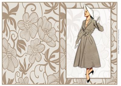 Vintage Fashion Lady on Art Deco Background Quick Card