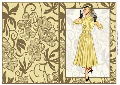 Vintage Fashion Lady on Art Deco Background Quick Card
