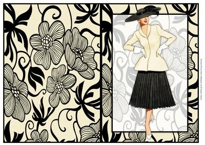 Vintage Fashion Lady on Art Deco Background Quick Card