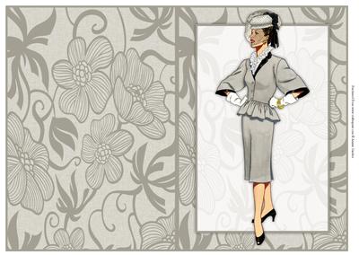 Vintage Fashion Lady on Art Deco Background Quick Card