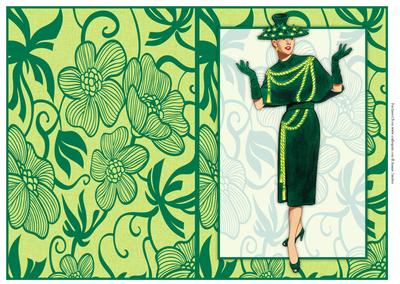 Vintage Fashion Lady on Art Deco Background Quick Card