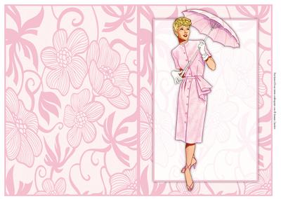 Vintage Fashion Lady on Art Deco Background Quick Card