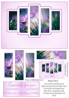 Brand New Purple Floral Pyramid Panel Card Kit