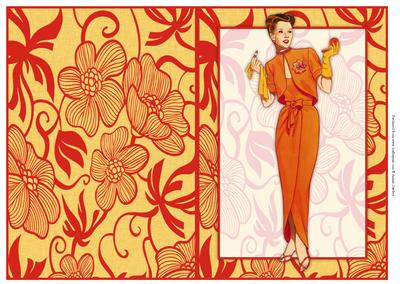 Vintage Fashion Lady on Art Deco Background Quick Card