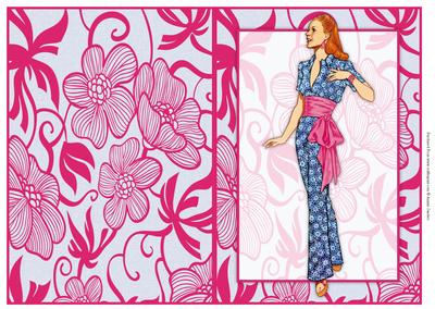 Vintage Fashion Lady on Art Deco Background Quick Card