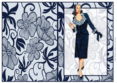 Vintage Fashion Lady on Art Deco Background Quick Card