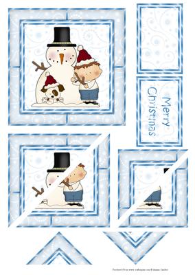 Snowman, Little Boy & His Dog Corner Stacker