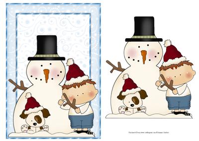 Snowman, Little Boy & His Dog Card Front