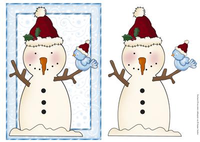 Snowman & Bluejay Card Front