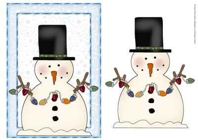 Xmas Snowman with Xmas Lights Card Front