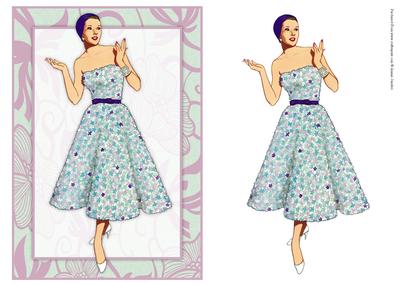 Vintage Fashion Lady on Art Deco Background Quick Card