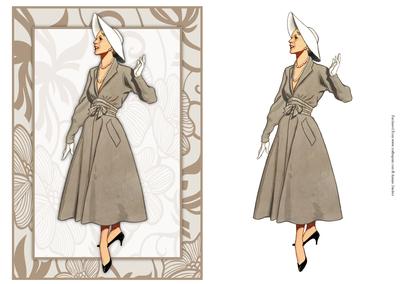 Vintage Fashion Lady on Art Deco Background Quick Card
