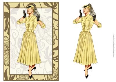 Vintage Fashion Lady on Art Deco Background Quick Card