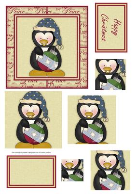 Christmas Penguin with a Bauble Pyramid & Text Plates