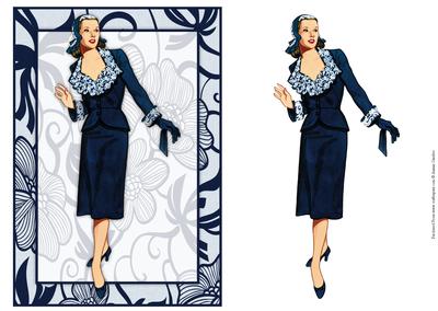Vintage Fashion Lady on Art Deco Background Card Front