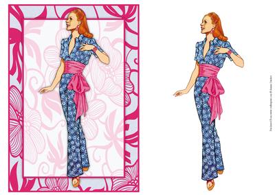 Vintage Fashion Lady on Art Deco Background Card Front