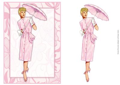 Vintage Fashion Lady on Art Deco Background Card Front