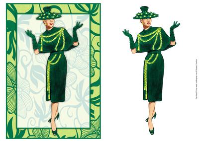 Vintage Fashion Lady on Art Deco Background Card Front