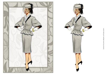 Vintage Fashion Lady on Art Deco Background Card Front