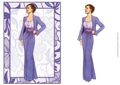 Vintage Fashion Lady on Art Deco Background Card Front