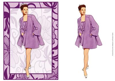 Vintage Fashion Lady on Art Deco Background Card Front