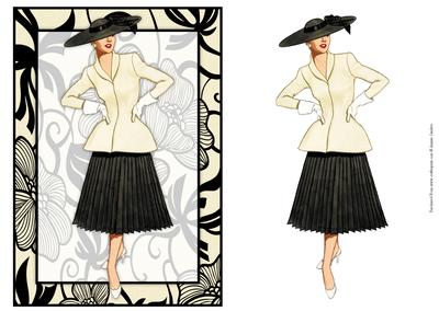 Vintage Fashion Lady on Art Deco Background Card Front