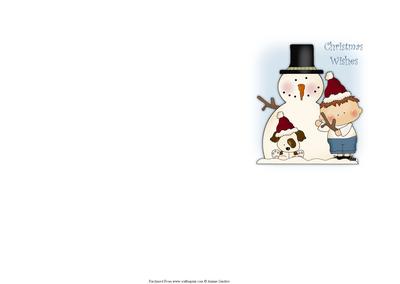 Snowman, Little Boy & His Dog Simple Folded Card