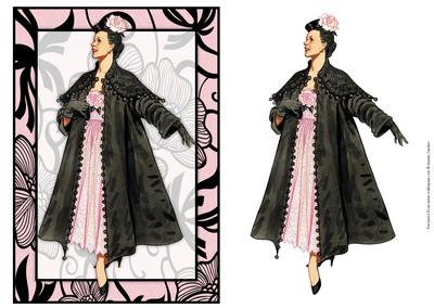 Vintage Fashion Lady on Art Deco Background Card Front