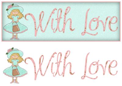Girl in Pink & Blue with Love Large Dl Card