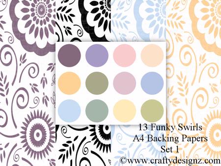 Subtle Shades Funky Swirls Backgrounds Set 1 (13 Papers)