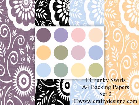 Subtle Shades Funky Swirls Backgrounds Set 2 (13 Papers)