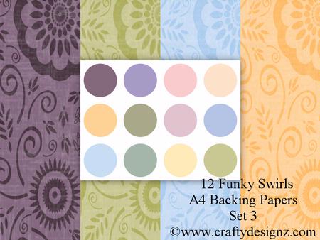 Subtle Shades Funky Swirls Backgrounds Set 3 (12 Papers