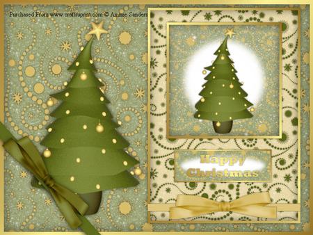 Green & Gold Contempory Xmas Tree A4 Card Kit