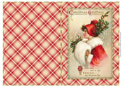 Christmas Lady in Red A5 Quick Card