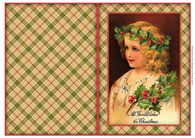 Christmas Girl & Holly A5 Quick Card