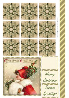 Beautiful Christmas Lady Topper & Tbag Tile Sheet