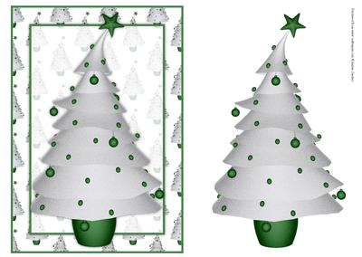 Contempory Christmas Tree in Green Card Front