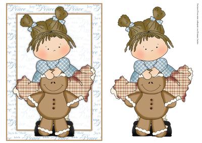 Gingerbread Cutie on Christmas Sentiment Background Card Fro