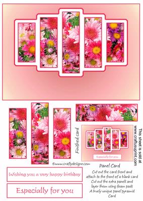 Brand New Pink Flowers Pyramid Panel Card Kit