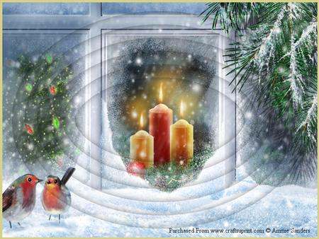 Robins at the Christmas Window A4 Oval Pyramid Kit