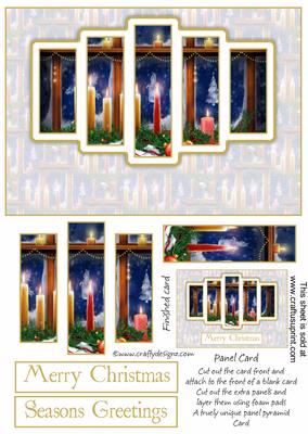 Brand New Christmas Candles Window Scene Panel Card Kit