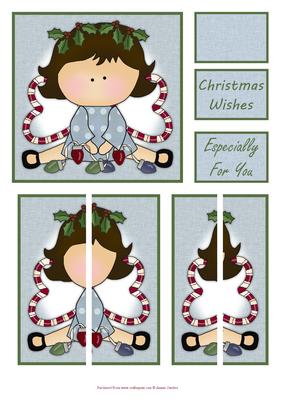 Christmas Holly Angel Side Stacker & Matching Captions