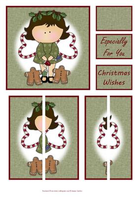 Christmas Holly Angel Side Stacker & Matching Captions