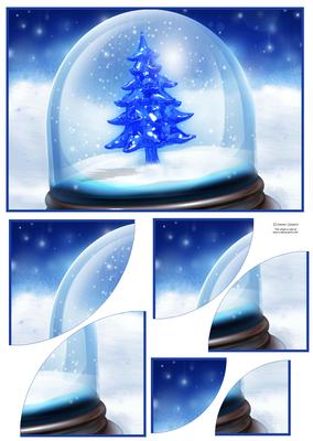 Contempory Xmas Tree Snowglobe 2 Corner Stacker
