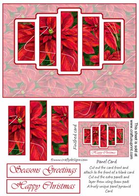 Brand New Christmas Poinsettia Panel Card Kit