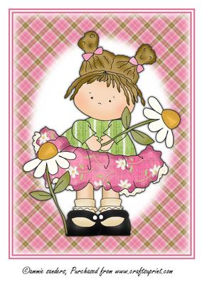Cute Daisy Girl in Pink & Green Large Topper