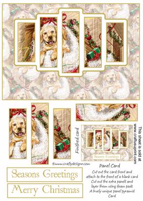 Brand New Christmas Puppy in a Stocking Panel Card Kit