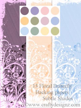 Subtle Shades Floral & Butterfly Backing Papers (13 Papers)