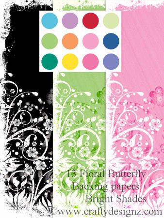 Bright Shades Floral & Butterfly Backing Papers (13 Papers)
